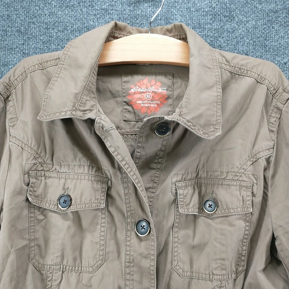 Eddie Bauer Women's Utility Jacket Brown Size XL Long Sleeve Cotton Pockets - Picture 3 of 12